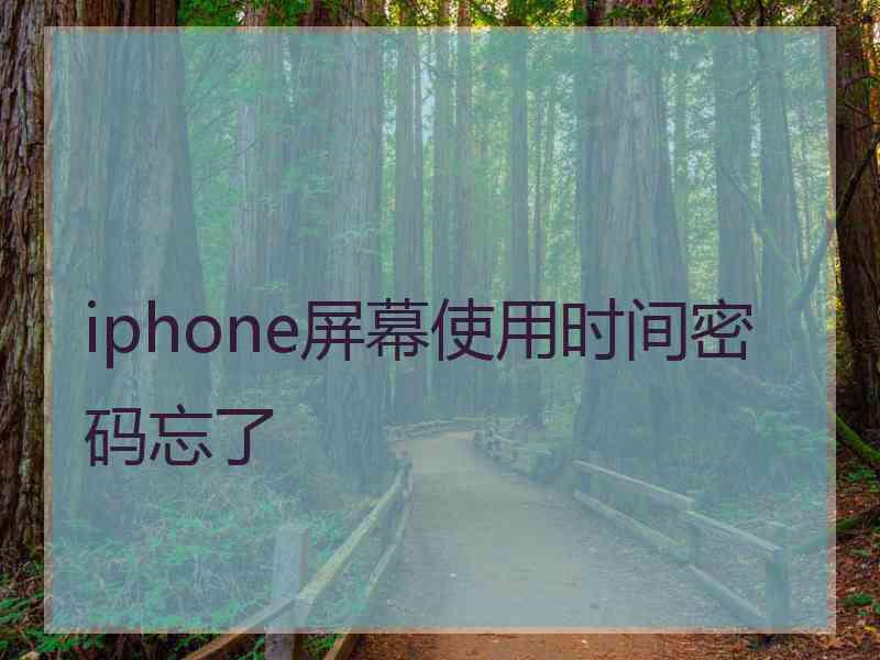 iphone屏幕使用时间密码忘了