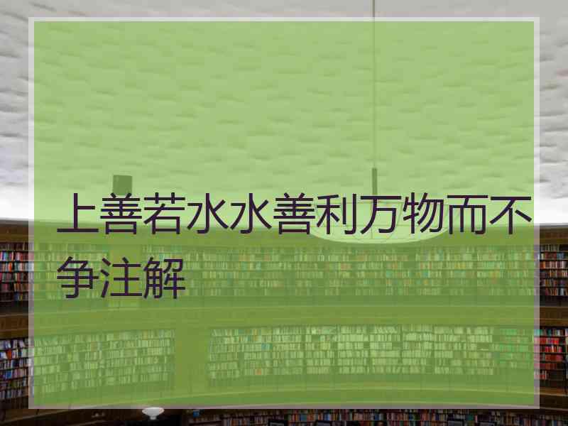 上善若水水善利万物而不争注解