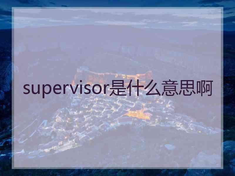 supervisor是什么意思啊