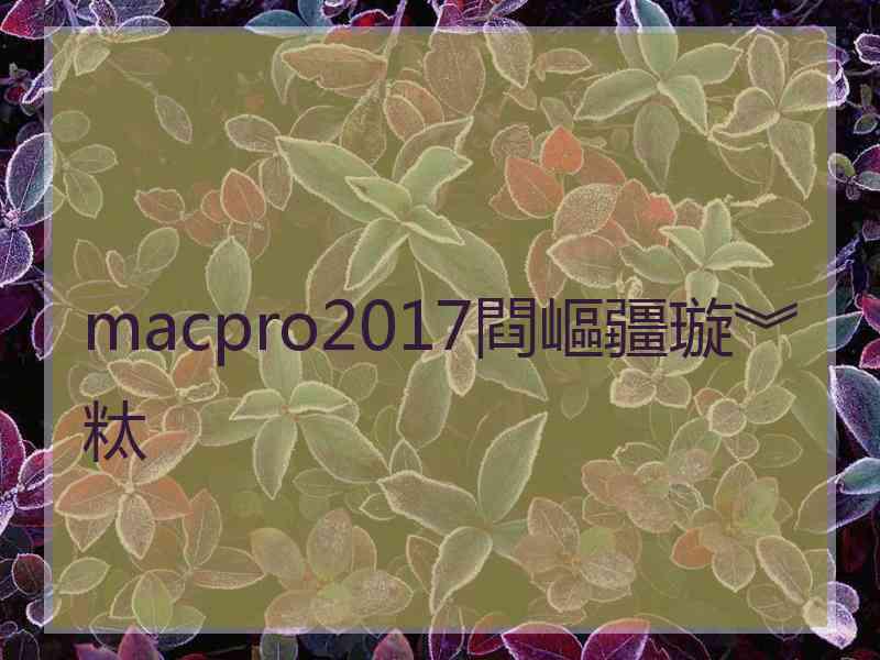 macpro2017閰嶇疆璇︾粏