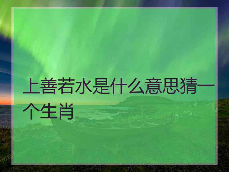 上善若水是什么意思猜一个生肖