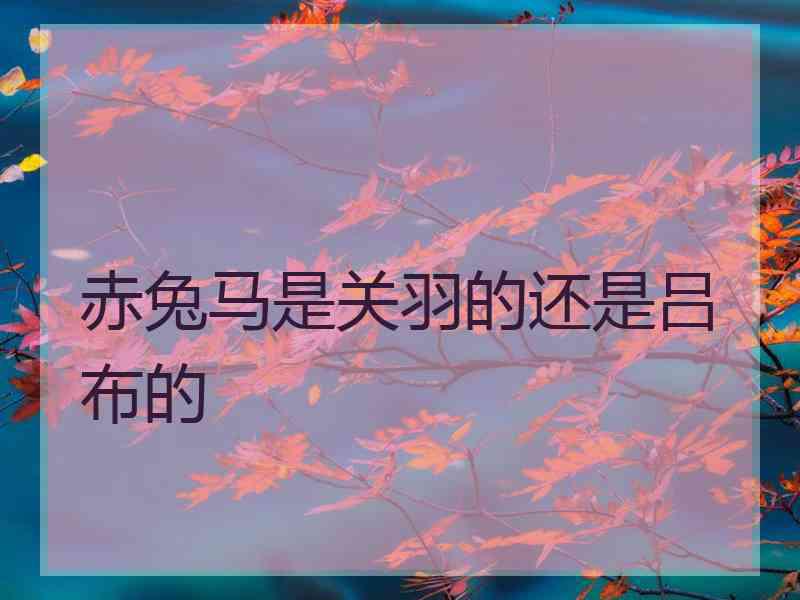 赤兔马是关羽的还是吕布的