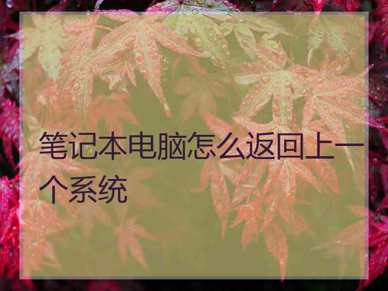 笔记本电脑怎么返回上一个系统