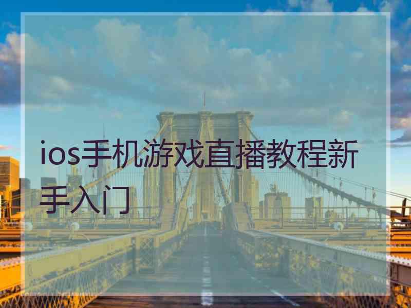 ios手机游戏直播教程新手入门