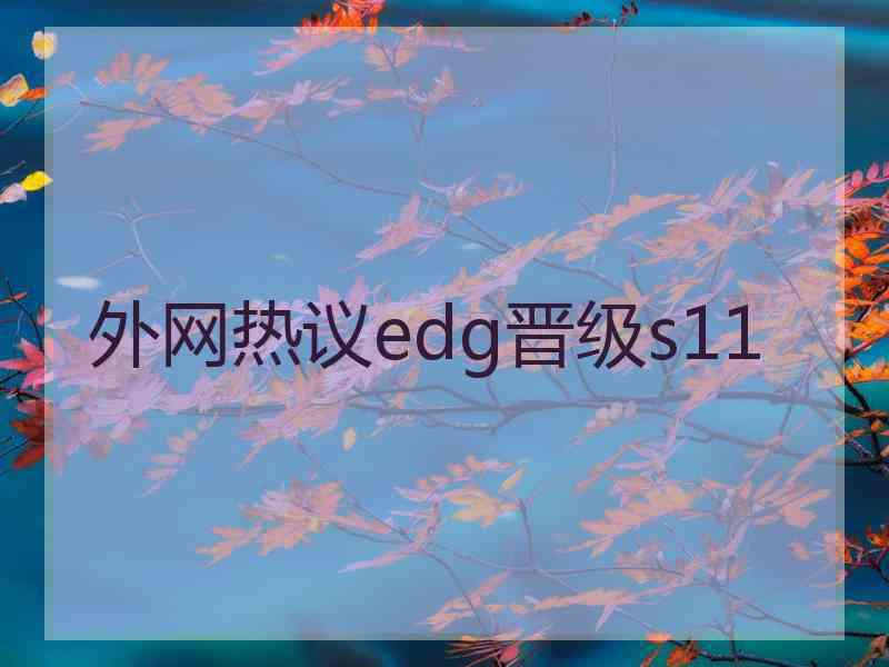 外网热议edg晋级s11