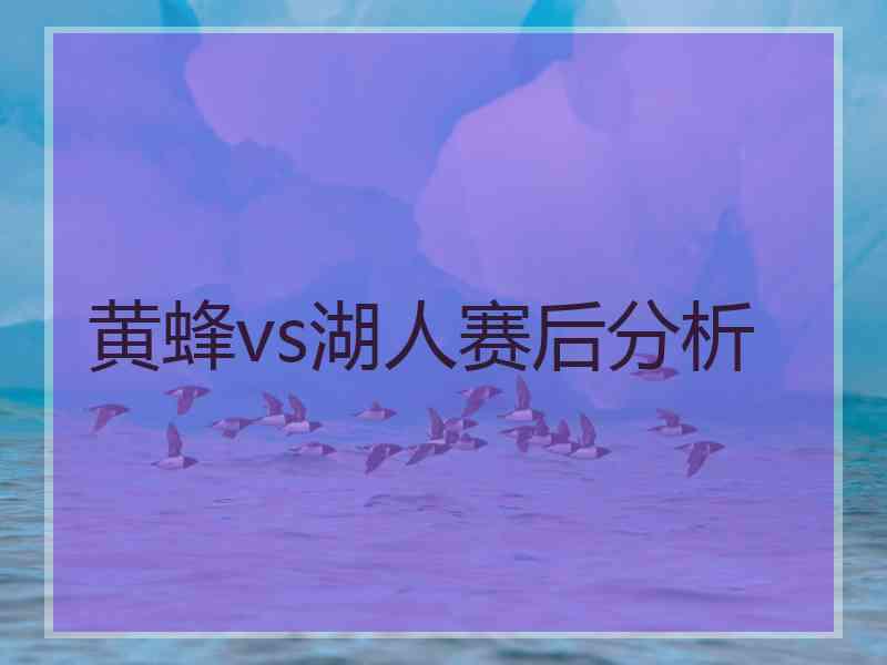 黄蜂vs湖人赛后分析