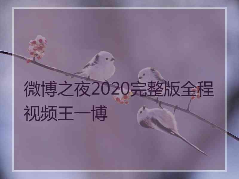 微博之夜2020完整版全程视频王一博