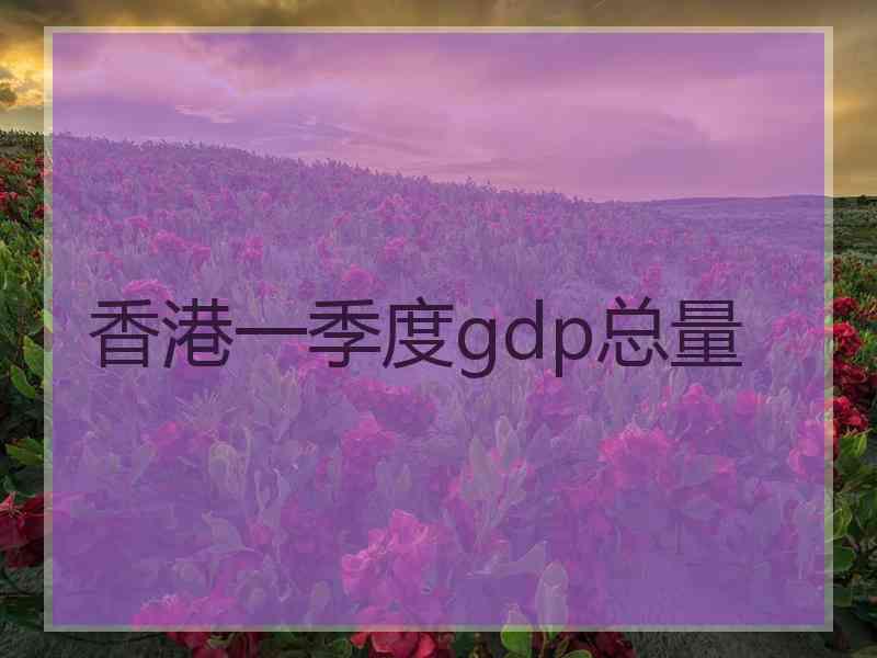 香港一季度gdp总量