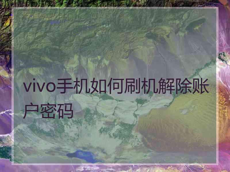 vivo手机如何刷机解除账户密码