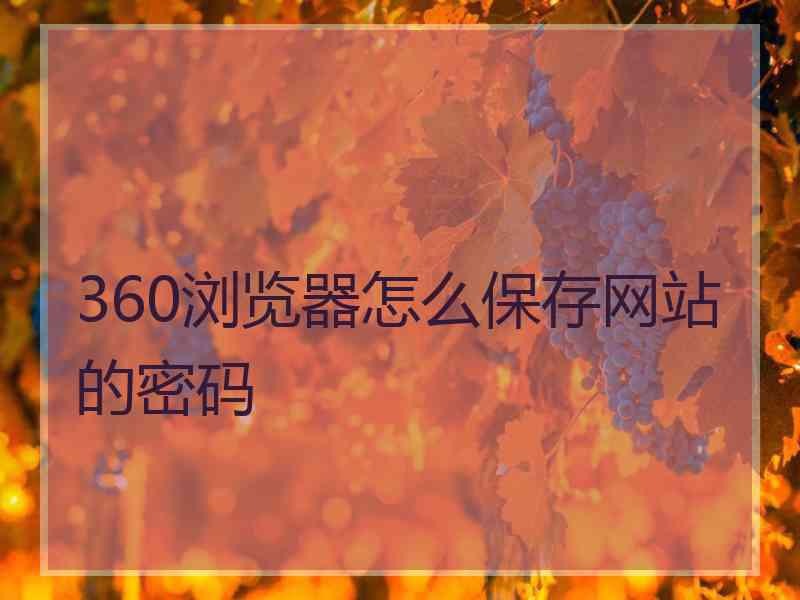 360浏览器怎么保存网站的密码