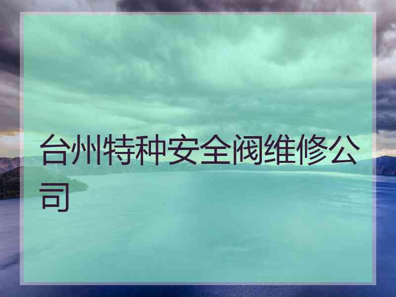 台州特种安全阀维修公司