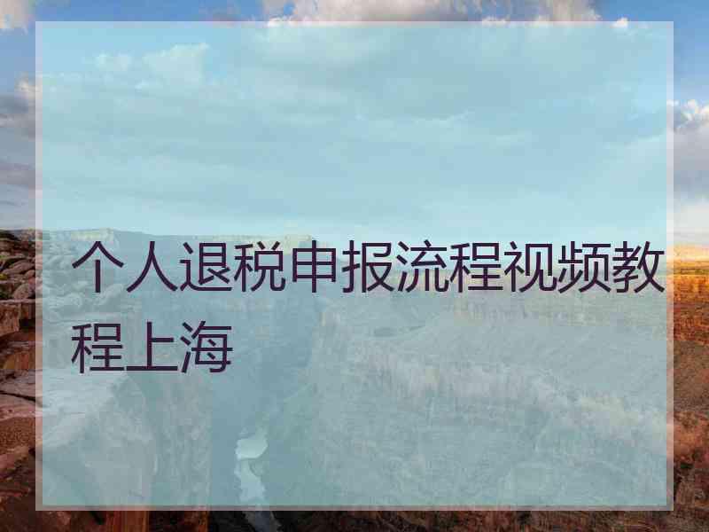 个人退税申报流程视频教程上海