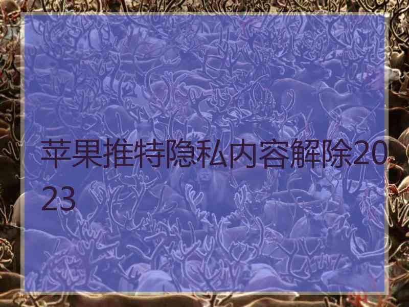 苹果推特隐私内容解除2023