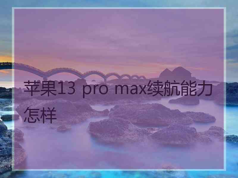 苹果13 pro max续航能力怎样