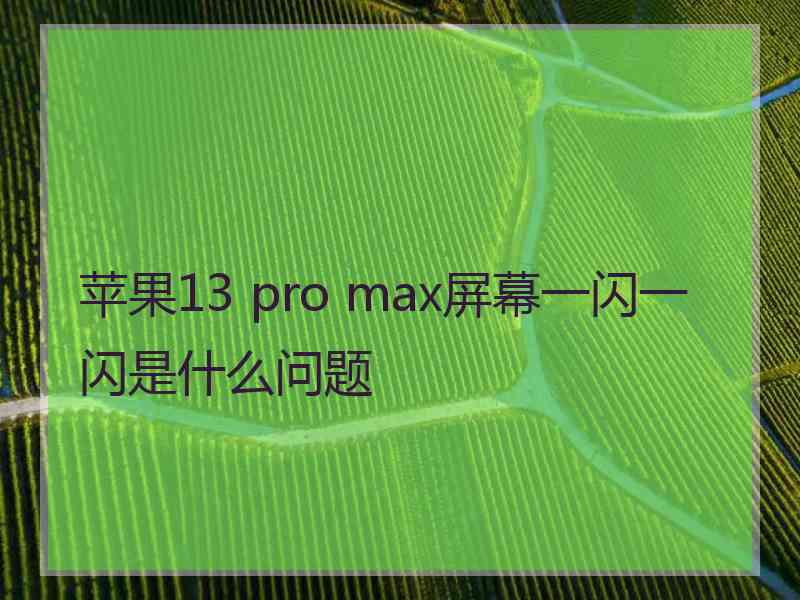 苹果13 pro max屏幕一闪一闪是什么问题