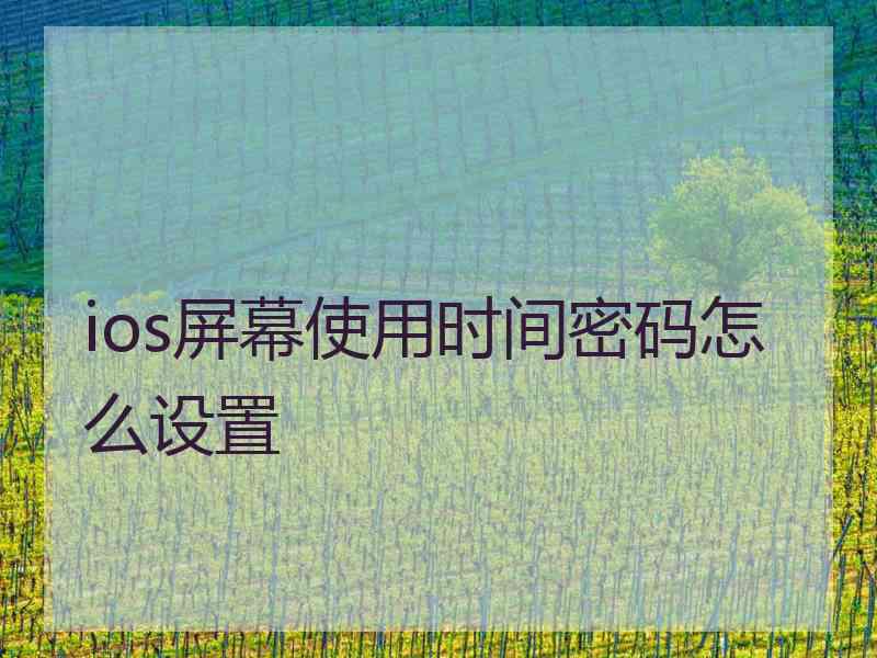 ios屏幕使用时间密码怎么设置