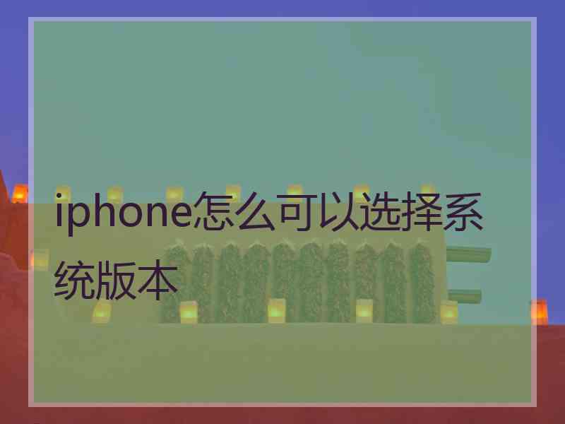 iphone怎么可以选择系统版本