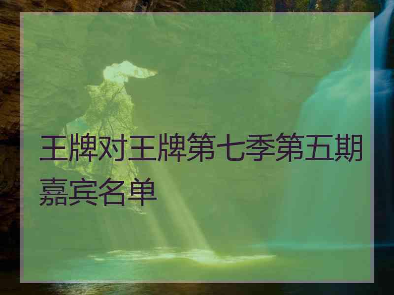 王牌对王牌第七季第五期嘉宾名单