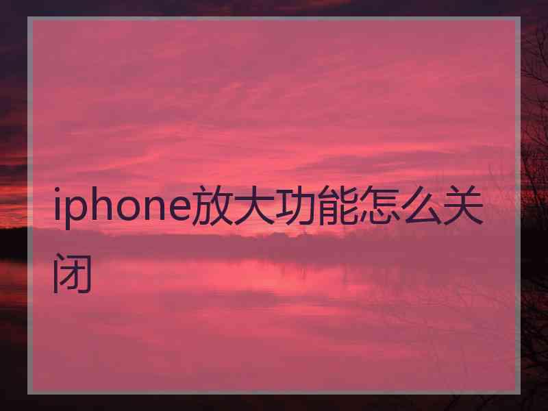 iphone放大功能怎么关闭