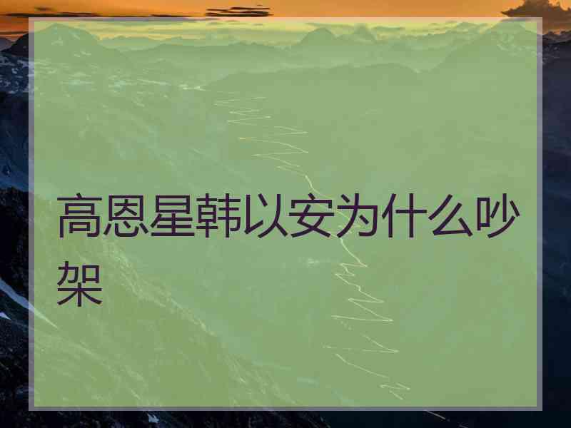 高恩星韩以安为什么吵架