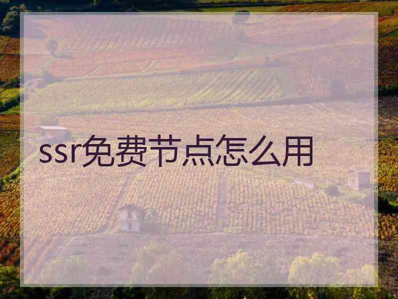 ssr免费节点怎么用