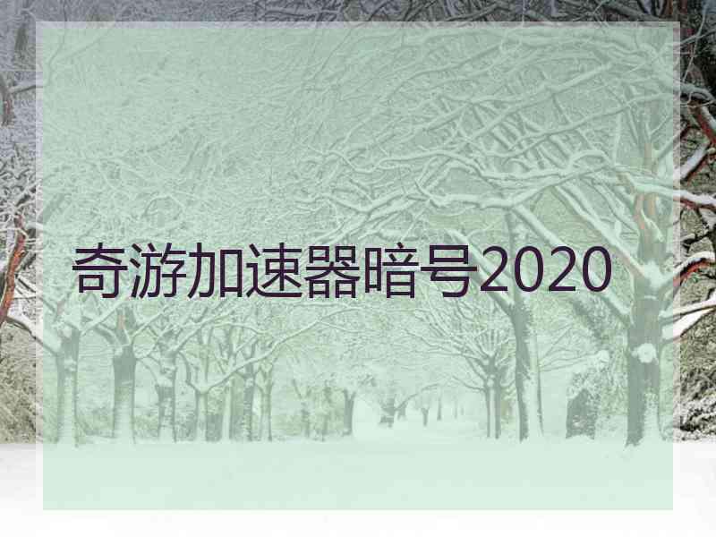 奇游加速器暗号2020