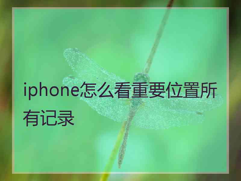 iphone怎么看重要位置所有记录