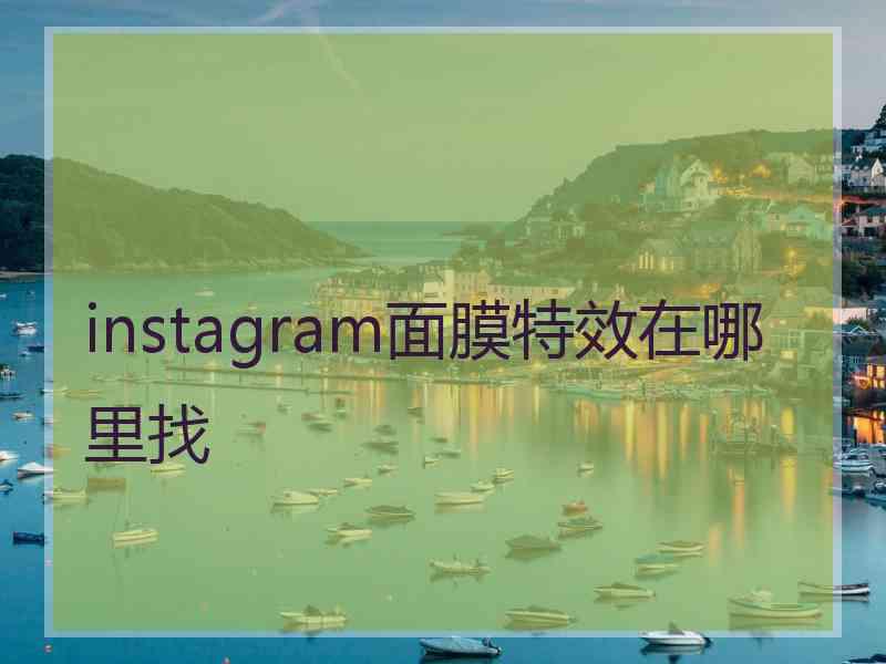 instagram面膜特效在哪里找