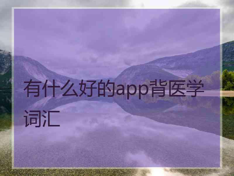 有什么好的app背医学词汇