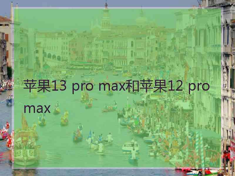 苹果13 pro max和苹果12 pro max