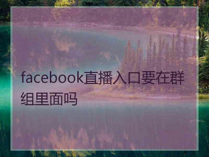 facebook直播入口要在群组里面吗