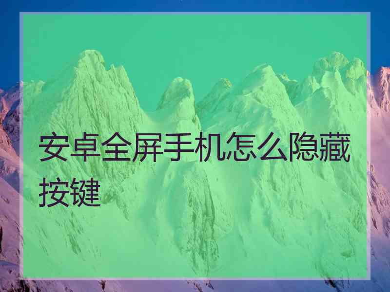 安卓全屏手机怎么隐藏按键