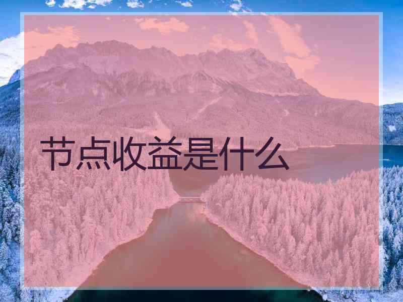 节点收益是什么