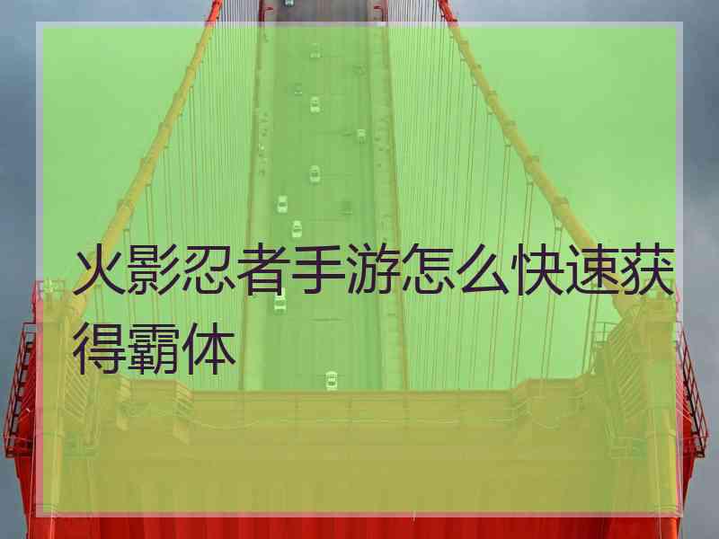 火影忍者手游怎么快速获得霸体