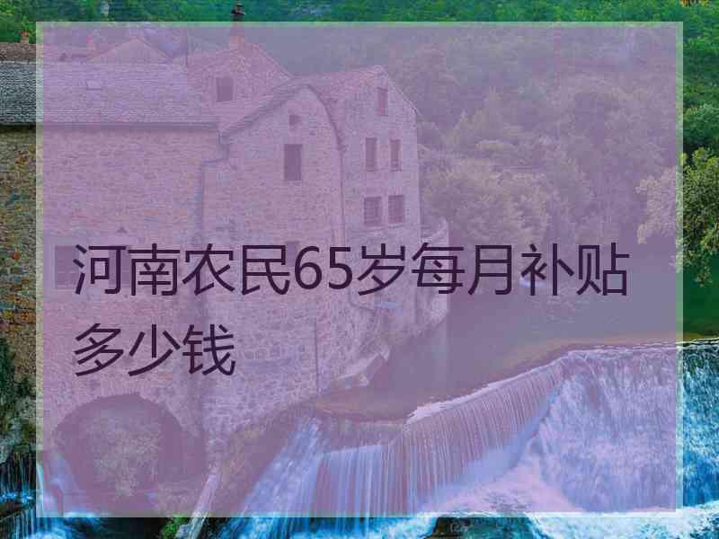 河南农民65岁每月补贴多少钱