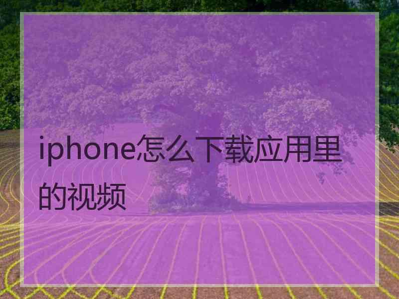 iphone怎么下载应用里的视频