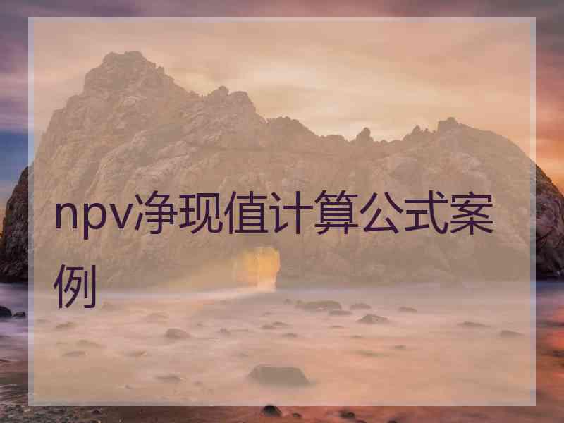 npv净现值计算公式案例