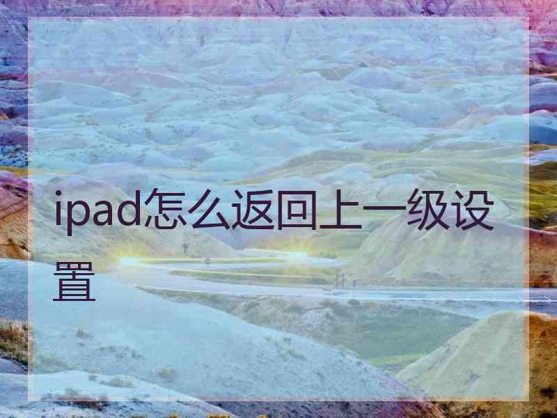 ipad怎么返回上一级设置