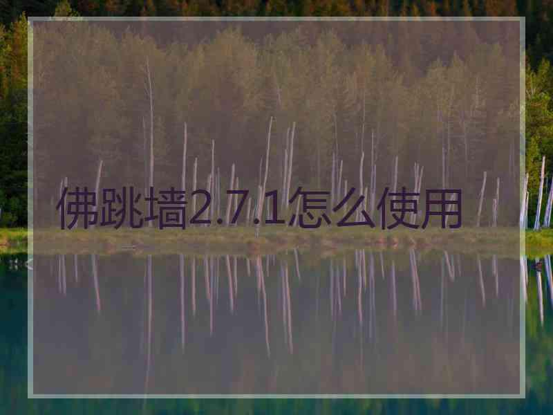 佛跳墙2.7.1怎么使用