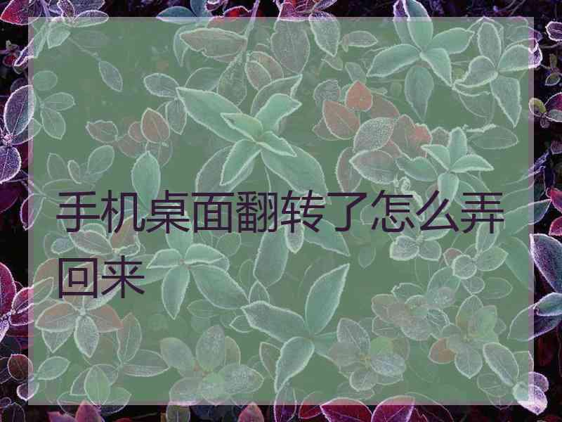 手机桌面翻转了怎么弄回来