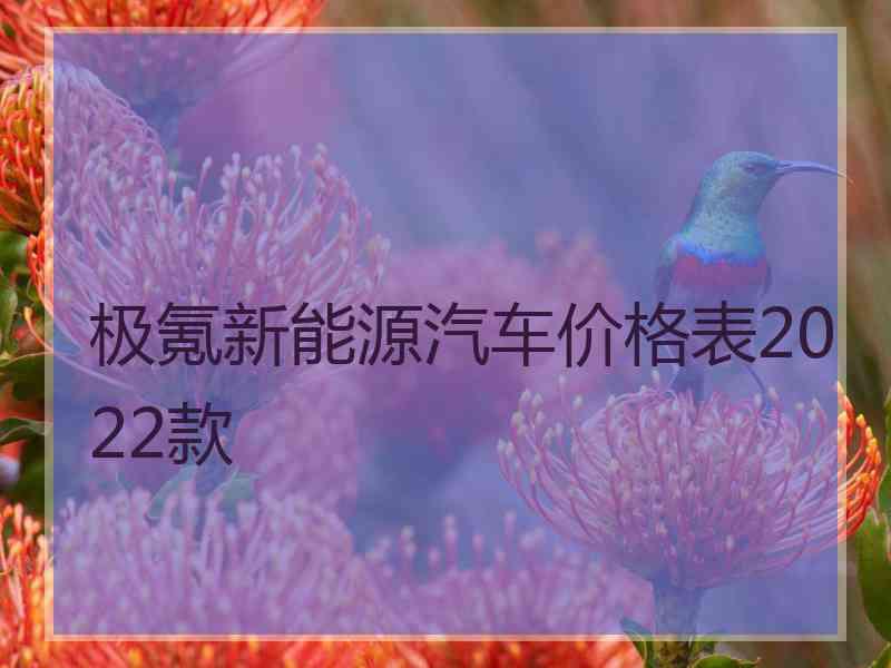 极氪新能源汽车价格表2022款