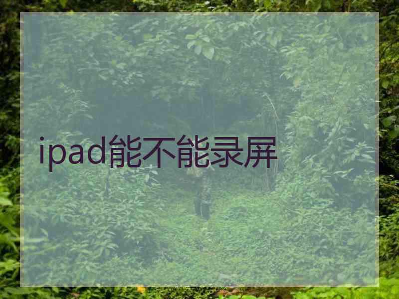 ipad能不能录屏