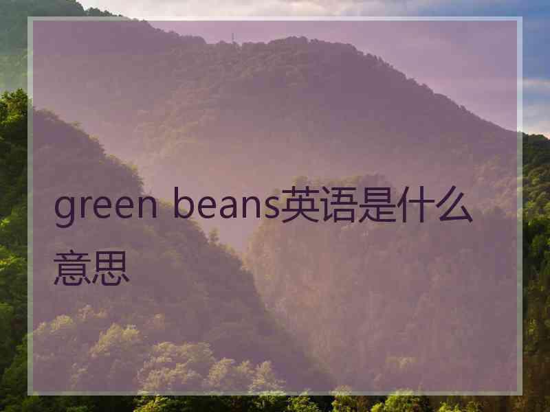 green beans英语是什么意思