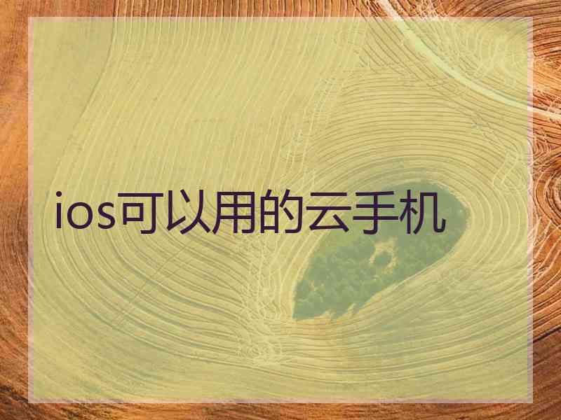 ios可以用的云手机