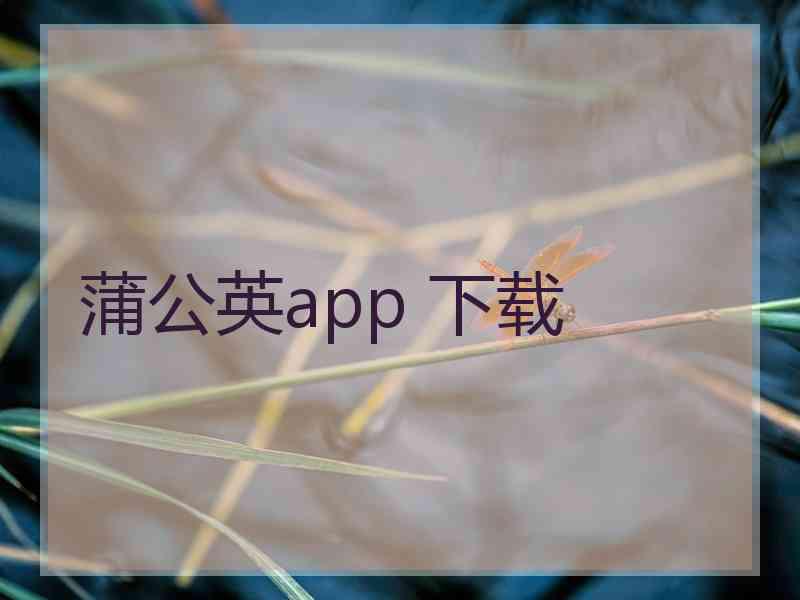 蒲公英app 下载