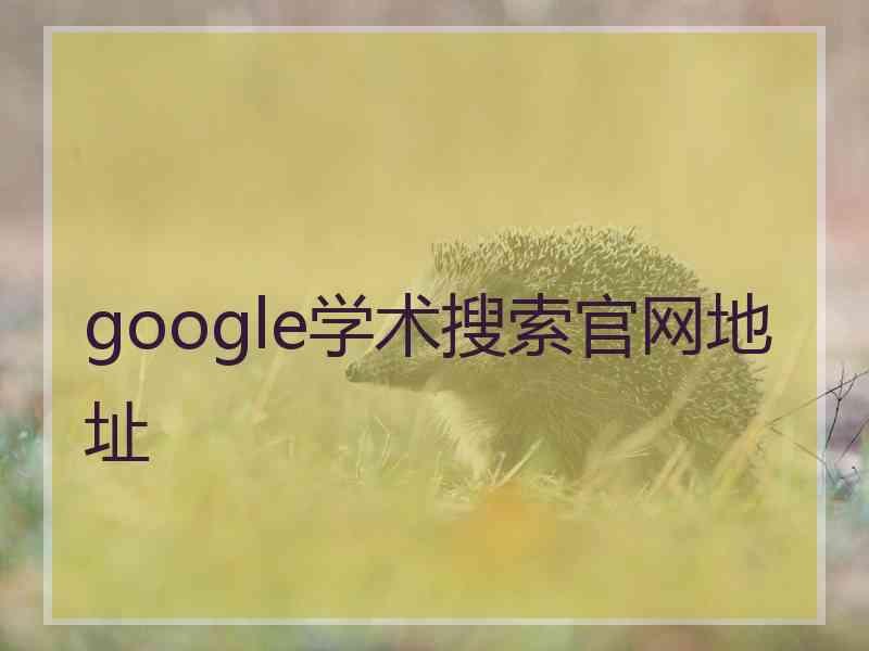 google学术搜索官网地址