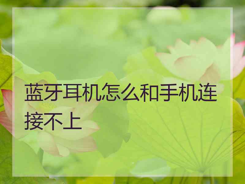 蓝牙耳机怎么和手机连接不上