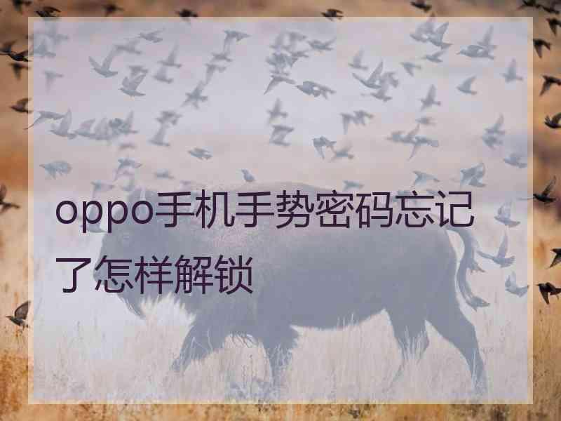 oppo手机手势密码忘记了怎样解锁