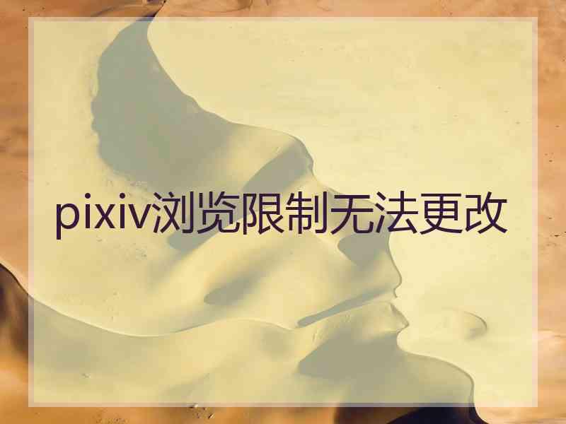 pixiv浏览限制无法更改