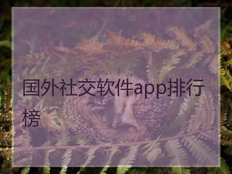 国外社交软件app排行榜